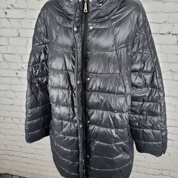 Luisa Viola Black Quilted Imbottito Full Zip & Snap Jacket Italy Made US Size 14 - Picture 15 of 16